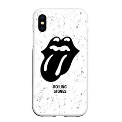 Чехол для iPhone XS Max матовый Rolling Stones glitch на светлом фоне