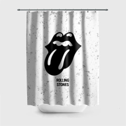 Штора 3D для ванной Rolling Stones glitch на светлом фоне