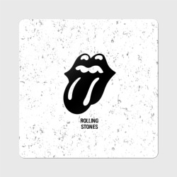 Магнит виниловый Квадрат Rolling Stones glitch на светлом фоне