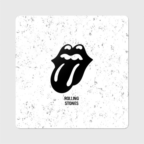 Магнит виниловый Квадрат Rolling Stones glitch на светлом фоне