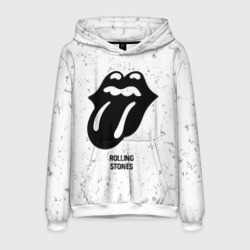 Мужская толстовка 3D Rolling Stones glitch на светлом фоне