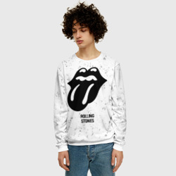 Мужской свитшот 3D Rolling Stones glitch на светлом фоне - фото 2