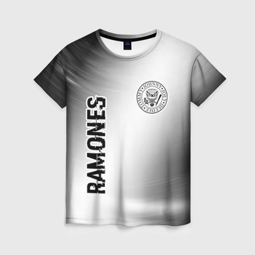 Женская футболка 3D Ramones glitch на светлом фоне: надпись, символ, цвет 3D печать