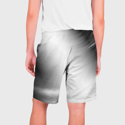 Мужские шорты 3D с принтом Ramones glitch на светлом фоне: надпись, символ, вид сзади #1