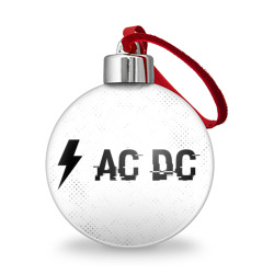 Ёлочный шар AC DC glitch на светлом фоне: надпись и символ