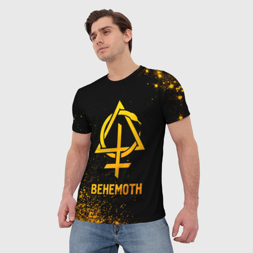 Мужская футболка 3D Behemoth - gold gradient, цвет 3D печать - фото 3