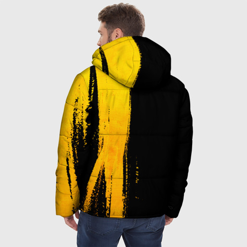 Мужская зимняя куртка 3D с принтом Within Temptation - gold gradient: по-вертикали, вид сзади #2