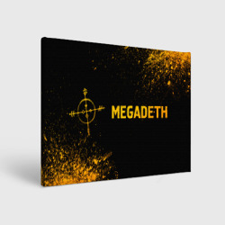 Холст прямоугольный Megadeth - gold gradient: надпись и символ