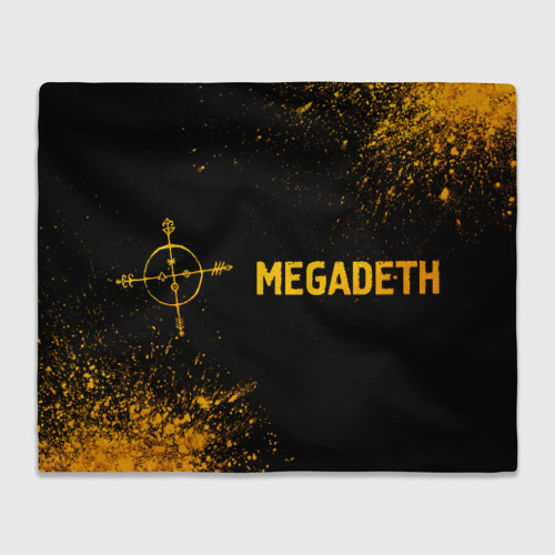 Плед с принтом Megadeth - gold gradient: надпись и символ, вид спереди №1