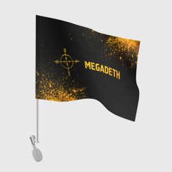 Флаг для автомобиля Megadeth - gold gradient: надпись и символ