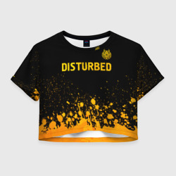 Женская футболка Crop-top 3D Disturbed - gold gradient: символ сверху