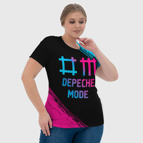 Женская футболка 3D Depeche Mode - neon gradient, цвет 3D печать - фото 6