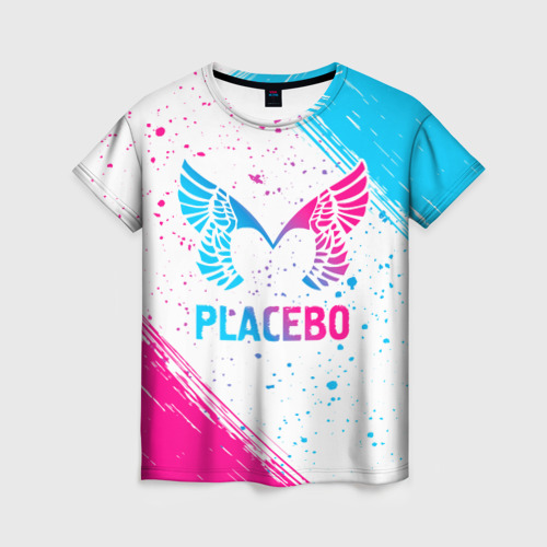 Женская футболка 3D с принтом Placebo neon gradient style, вид спереди #2