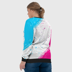 Свитшот с принтом Placebo neon gradient style для женщины, вид на модели сзади №3. Цвет основы: черный