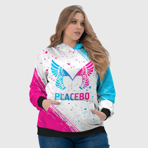 Женская толстовка 3D Placebo neon gradient style, цвет 3D печать - фото 6