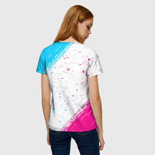 Женская футболка 3D с принтом Placebo neon gradient style, вид сзади #2