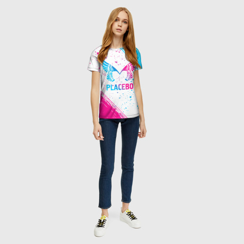 Женская футболка 3D с принтом Placebo neon gradient style, вид сбоку #3