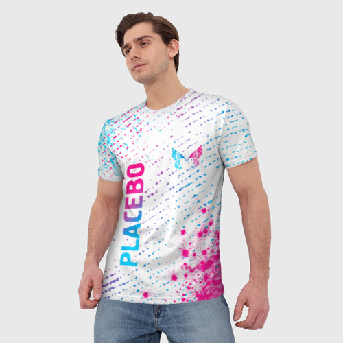 Мужская футболка 3D Placebo neon gradient style: надпись, символ, цвет 3D печать - фото 3