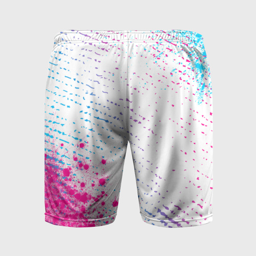 Мужские шорты спортивные с принтом Placebo neon gradient style: надпись, символ, вид сзади #1