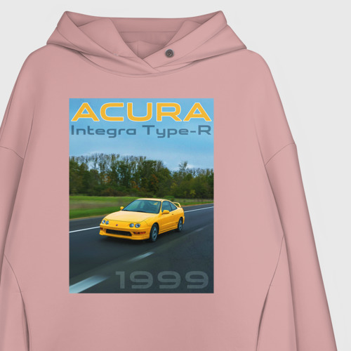 Женское худи Oversize хлопок Honda Acura Integra Type-R обложка, цвет пыльно-розовый - фото 3