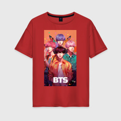 Женская футболка хлопок Oversize BTS kpop anime