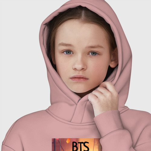 Детское худи Oversize хлопок BTS kpop    anime, цвет пыльно-розовый - фото 6