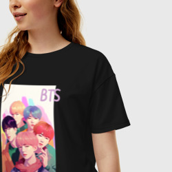 Женская футболка хлопок Oversize K-pop BTS art - фото 2