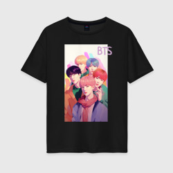 Женская футболка хлопок Oversize K-pop BTS art