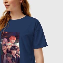 Женская футболка хлопок Oversize BTS K-pop art anime - фото 2