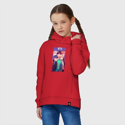 Детское худи Oversize хлопок Anime BTS style, цвет красный - фото 3