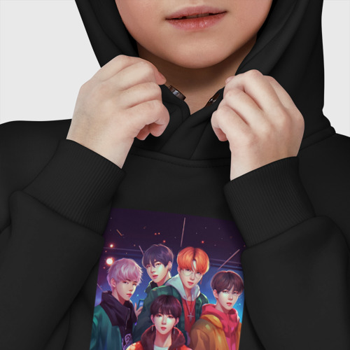 Детское худи Oversize хлопок Kpop BTS art  style, цвет черный - фото 7