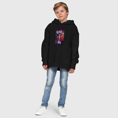 Детское худи Oversize хлопок Kpop BTS art  style, цвет черный - фото 11