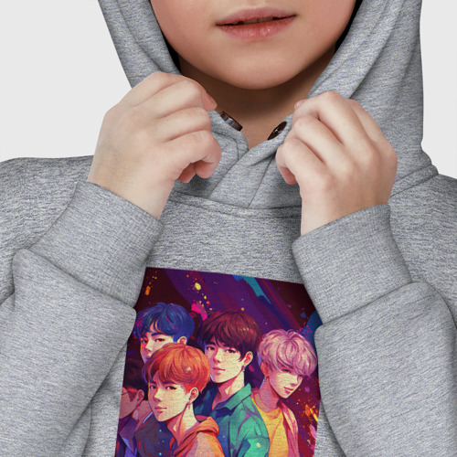 Детское худи Oversize хлопок BTS anime K-pop style, цвет меланж - фото 7