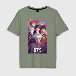 Мужская футболка хлопок Oversize BTS  anime   kpop