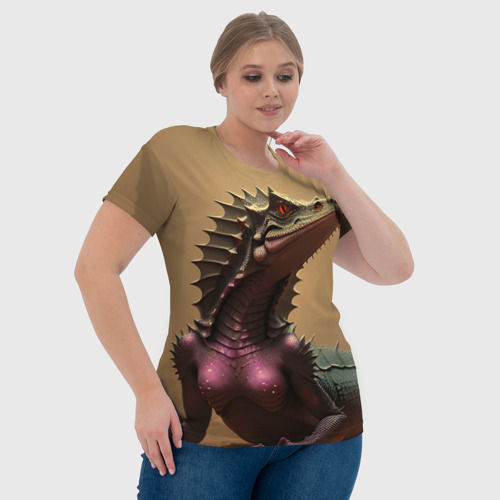 Женская футболка 3D с принтом Ящерица в городе, фото #4