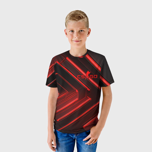 Детская футболка 3D Red neon   CS GO, цвет 3D печать - фото 3