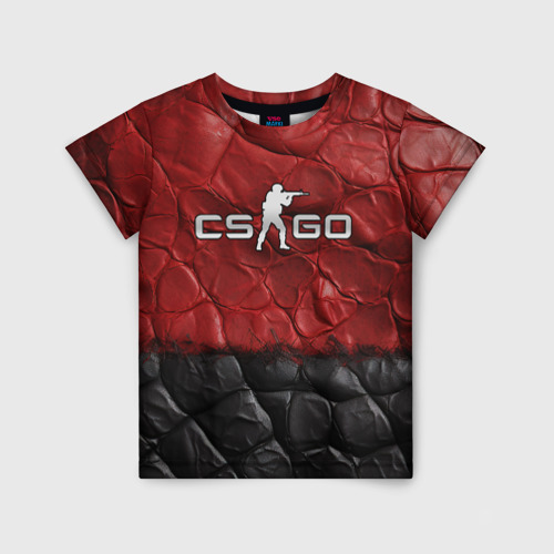 Детская футболка 3D CS GO red black texture, цвет 3D печать