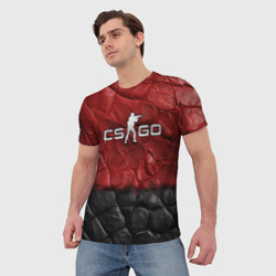 Мужская футболка 3D CS GO red black texture - фото 2