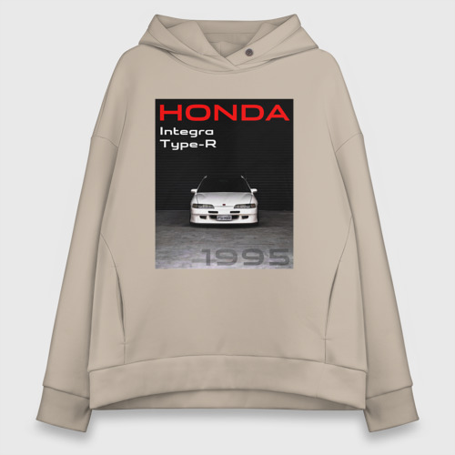 Женское худи Oversize хлопок Honda Integra Type-R обложка, цвет миндальный