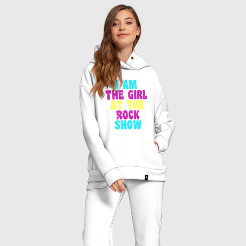 Женский костюм хлопок Oversize с принтом I Am The Girl At The Rock Show, фото на моделе #1