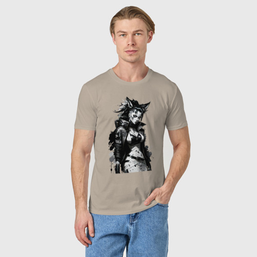 Мужская футболка хлопок Девушка-оборотень - нейросеть, цвет миндальный - фото 3