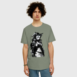 Мужская футболка хлопок Oversize Девушка-оборотень - нейросеть - фото 2
