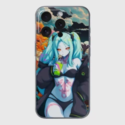 Чехол для iPhone 15 Pro Max силиконовый с защитой камеры Ребекка и дракон - Киберпанк аниме