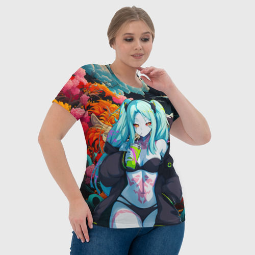 Женская футболка 3D с принтом Ребекка и дракон - Киберпанк аниме, фото #4