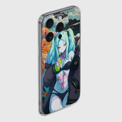 Чехол для iPhone 15 Pro Max силиконовый с защитой камеры Ребекка и дракон - Киберпанк аниме - фото 2