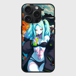 Чехол силиконовый для Apple iPhone 15 Pro матовый Ребекка и дракон - Киберпанк аниме
