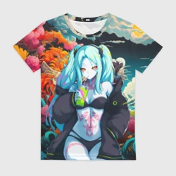 Женская футболка 3D Ребекка и дракон - Киберпанк аниме