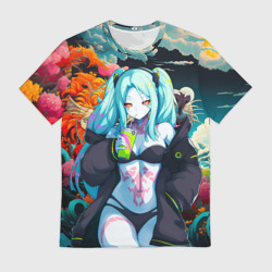 Мужская футболка 3D Ребекка и дракон - Киберпанк аниме