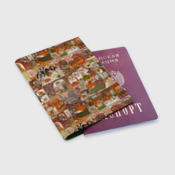 Обложка для паспорта матовая кожа Коллаж из сказочных зверей - совы, белки, ёжики - фото 2