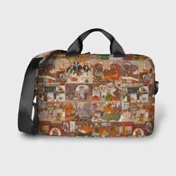 Сумка для ноутбука 3D Коллаж из сказочных зверей - совы, белки, ёжики